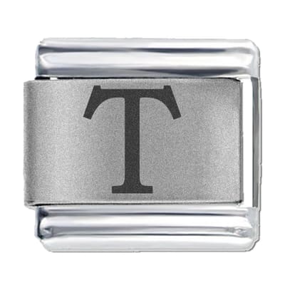 Bedel - Charm - Schakel - Letter T - Laser Alfabet - Charms - Geschikt voor 9mm Italiaanse Bedelarmband - Schakelarmband - Schakelarmband - Italiaanse Schakelarmbanden