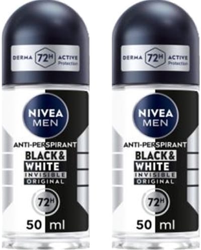 Nivea Deo Roller Men Black & White - 2 x 50 ml - Voordeelverpakking