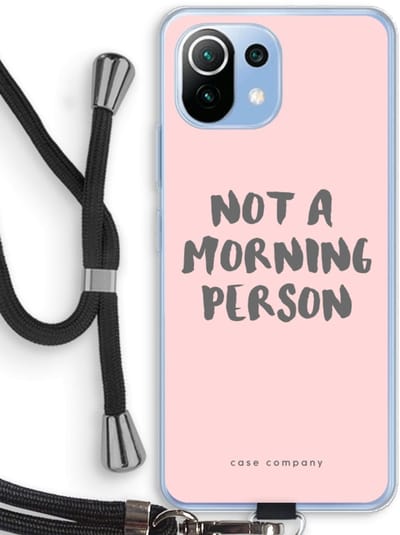 Case Company® - Hoesje met koord geschikt voor Xiaomi Mi 11 Lite hoesje met Koord - Morning person - Telefoonhoesje met Zwart Koord - Bescherming aan alle Kanten en Over de Schermrand