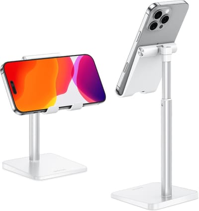 Famanu – Bureau telefoonhouder - verticale smartphonehouder voor bureau en tafel - geschikt voor diverse smartphones - wit