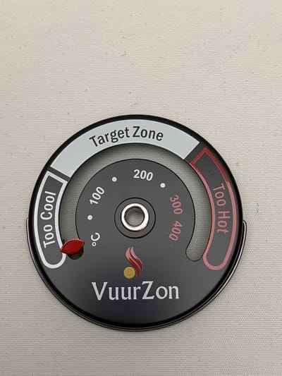 Kachelpijp thermometer - rond - magnetisch - meer rendement - optimaal stoken - Houtkachel - BBQ