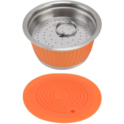 Roestvrijstalen Herbruikbare Navulbare Koffiecapsule Filterbeker met Tamper voor Dolce GustoOranje L oranje