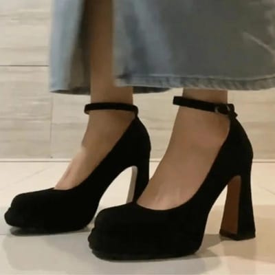 Mode Vente Chaude Sangle à Boucle Escarpins à Talons Hauts pour Femmes Nouveaux Escarpins de Fête à Bout Rond pour Femmes Meilleur Vendeur Chaussures Super Hautes pour Femmes 40 noir