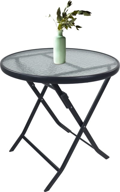 Bistrotafel rond balkontafel tuintafel glazen blad klaptafel tuincamping 70 cm Ø Sonlas