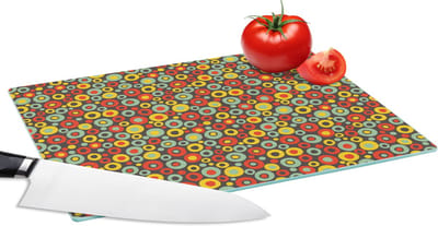 Glazen Snijplank - 28x20 - Patroon - Jaren 70 - Retro - Bubbel - Snijplanken Glas