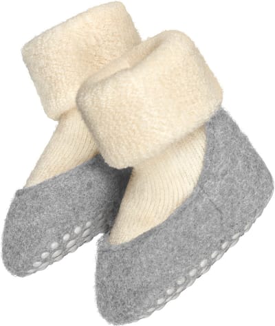 FALKE Baby Cosyshoe Noppen op de zool wol huissokken baby wit - maat 15-16