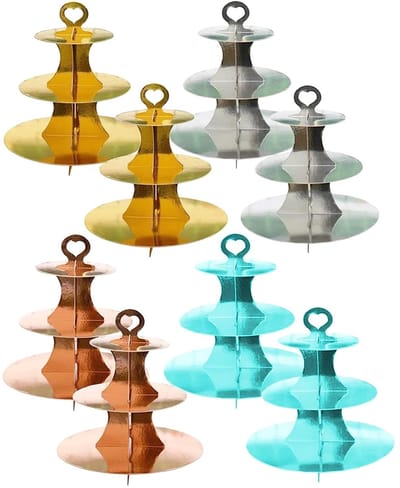 Dailygoods- Cupcakehouder 3-laags - Kartonnen Toren - Voor 24 Cupcakes - Milieuvriendelijk - Gemakkelijk te Monteren - Stabiliteit en Duurzaamheid - Taartstandaard