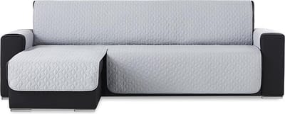 Belmarti Geo Quilt chaise-longue bankbeschermer links - 200 cm - Lichtgrijs
