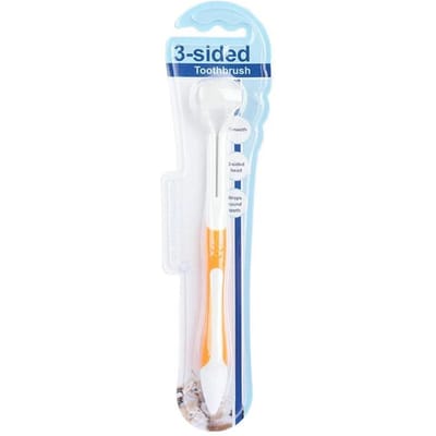 Tête de brosse à dents douce pour chien à 3 côtés Brosse à dents pour chien Santé bucco-dentaire Teddy Portable Mini Brosse Douce Outils de Nettoyage des Dents Accessoires pour Chien jaune