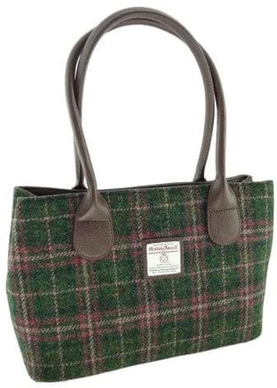 Schoudertas Cassley Groen en Roze (Plum) - Klassiek - Harris Tweed - Glen Appin of Scotland