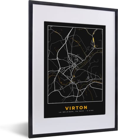 Fotolijst incl. Poster - Plattegrond - Virton - Goud - Kaart - Stadskaart - 30x40 cm - Posterlijst