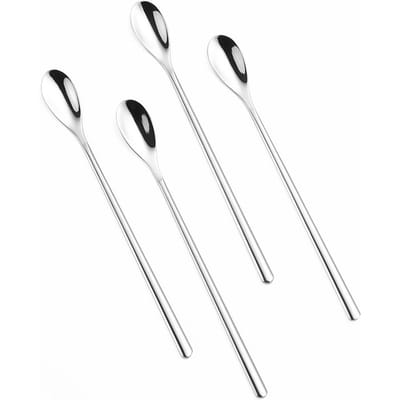 Menglepel RVS Lange Steel Koffieroerlepel Bar Cocktail Roerlepel white