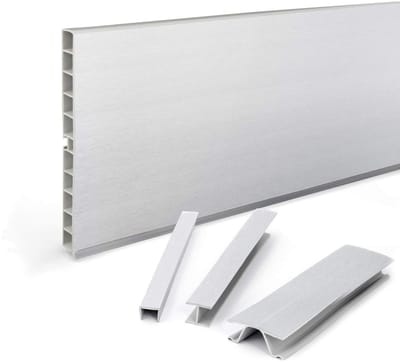 DQ-PP KEUKENPLINT - Keukenplint - 1,5m - Aluminium Geborsteld - Waterbestendig met afdichting - Plintprofiel - Hoogte 100mm - PVC
