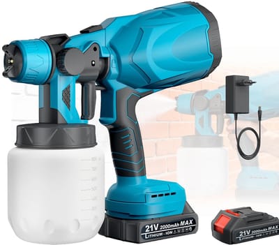 DIMICO - Verfspuit 18V Accu - Verfspuitpistool - 1 Batterij - Lakspuit - 42.000 RPM - Paint Sprayer - 3 standen - Binnen en Buiten