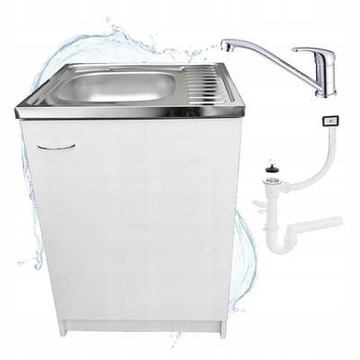 STAMAR - Keukenkast 60cm met Wastafel + Wastafelkraan - Keuken meubel - Wit