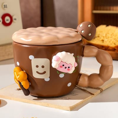Couvercle de Tasse en Céramique avec Apparence Élevée Ins Maison Bureau Couple Tasse à Eau Boîte Cadeau Haut de Gamme Mug Souvenir 450ml