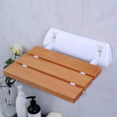 Wandkruk Badkamer - Opklapbare Stoel - Ruimte Besparen - Versterkte Basis - 150 kg Draaglast - Houtkleur