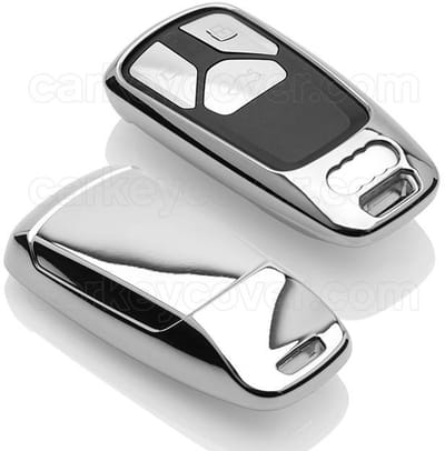 Autosleutel Hoesje geschikt voor Audi - SleutelCover - TPU Autosleutel Cover - Sleutelhoesje Chrome / Hoogglans Zilver