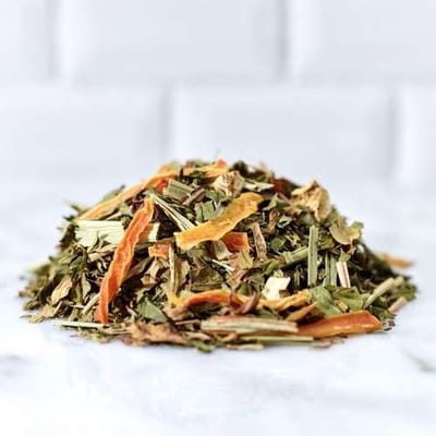 Losse Kruidenthee Ginger Fitness g met Munt, gember, citroengras, appel, groene paprika, wortel, olijvenblad