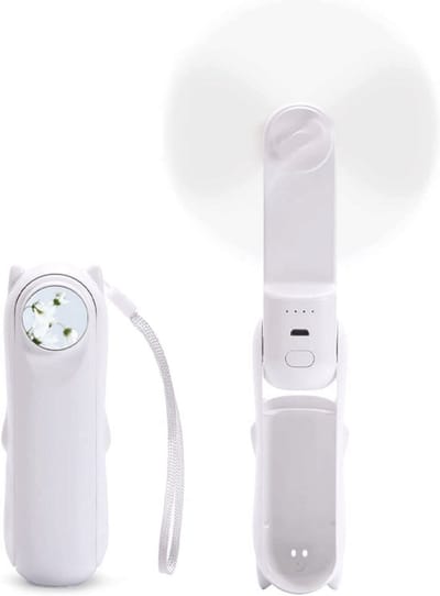 Mini handventilator - Draagbare ventilator - Oplaadbare ventilator - Handventilator - Waaier Handwaaier - Tafelventilator Draadloos - Opvouwbaar - Met spiegel - Hand Fan - met 3 standen - Wit