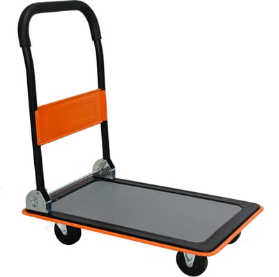 Opvouwbare Platformwagen 150 kg – Steekwagen met 360° Zwenkwielen – Transportkar – Oranje