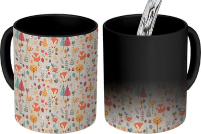 Magische Mok - Foto op Warmte Mokken - Koffiemok - Vos - Bloemen - Regenboog - Kinderen - Design - Magic Mok - Beker - 350 ML - Theemok