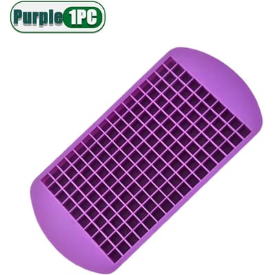 Opvouwbare Siliconen IJsblokjesvorm met 160 Mini Compartimenten Flexibel Makkelijk Los te Maken Bespaart Ruimte in de Vriezer Perfect voor Dagelijks Familiegebruik purple