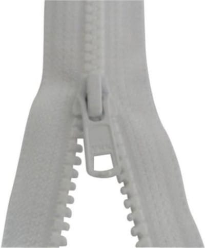 YKK ritssluiting bloktand, 8mm, deelbaar, Wit, 55 cm, per stuk.