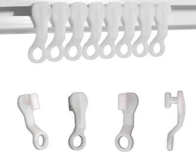 FSW-Products - 10 Stuks - Gordijnrunners - Gordijn Runner - Gordijnhaken - Gordijnringen - Gordijnglijders - Glijders - Gordijnen - Wit - Smalspoor - Gordijn Glijders - Gleuf