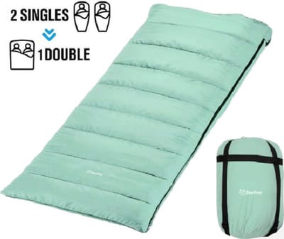 Beefree Slaapzak XL - Grote Katoenen 220 x 90cm - aanritsbaar - Tiffany Groen