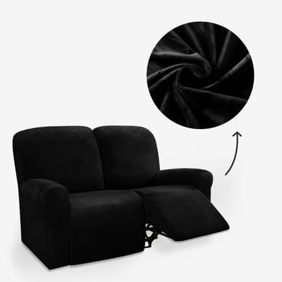 BankhoesDiscounter Velvet Recliner Fauteuil Hoes – Relaxzetel – Relax Sofa Hoes – Bankbeschermer – Zetel Hoes - Sofa Cover - M2 (122-165cm) - Zwart