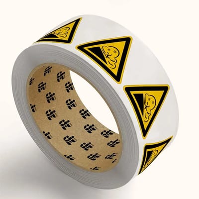 Pas op voor lawines waarschuwingsstickers op rol - W083 | 15 cm - 159 stickers per rol