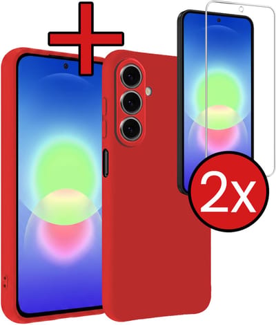 Hoesje - Met 2x Screenprotector - Geschikt voor Samsung Galaxy A27 - Sterk & Shockproof - Telefoon Hoes - Back Cover - Siliconen Case - Telefoonhoes - Rood