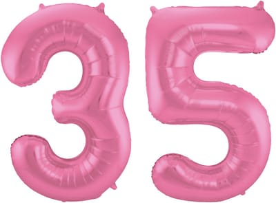 Folat Verjaardag Leeftijd folieballon - 35 jaar - roze - 86 cm - cijferballon groot