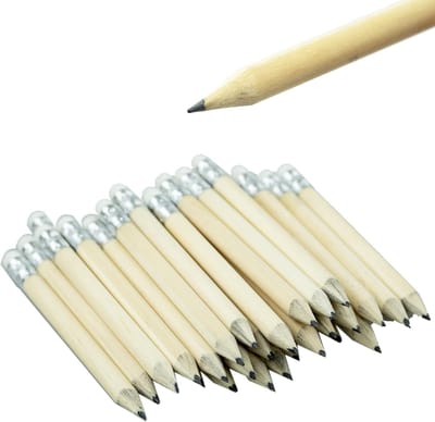 40 kleine houten potloodjes met gummetjes voor snel wissen en corrigeren, geschikt voor gebruik op school en thuis, 10 cm
