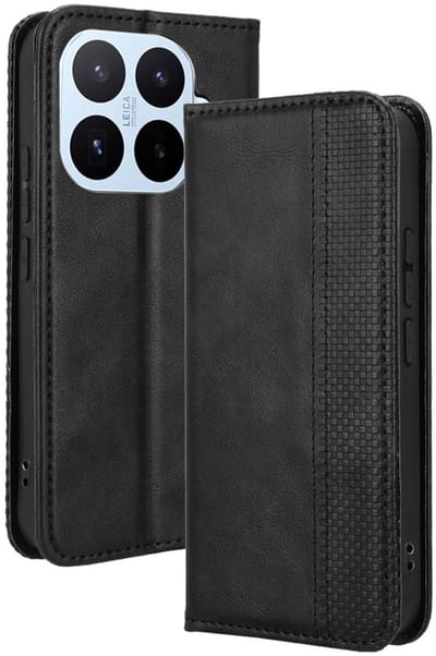 Coverup Hoesje - Geschikt voor Xiaomi 17T Pro Hoesje - Coverup Vintage Style Book Case - Zwart