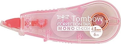 Thijox - Mini-correctieroller 4,2 mm x 6 m - Transparant Roze - In het Midden Afrollen - Voor Rechts- en Linkshandigen - Compact en Handzaam - Perfect