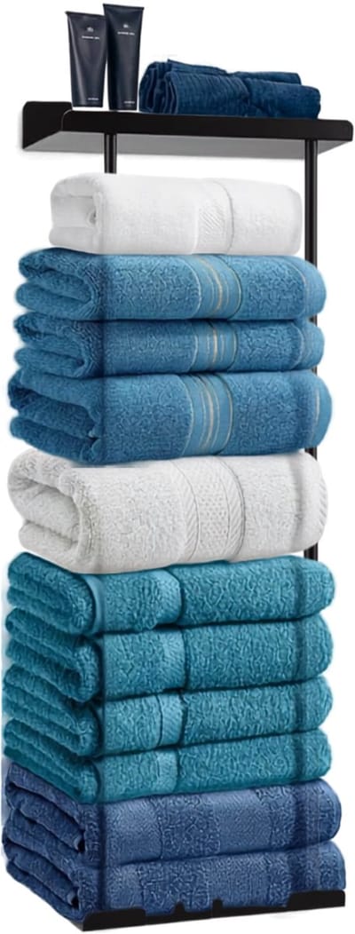 SNJY® Handdoekrek Badkamer - Handdoekhouder Hangend - Handdoekstang - 16D x 30B x 77,5H cm - Zwart