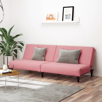 vidaXL - Slaapbank - 2-zits - fluweel - roze