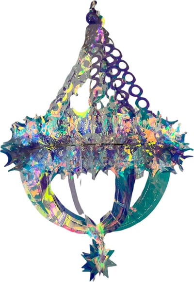 Kroonluchter - Plafond Decoratie - Metalic Regenboog Kleuren - Party Feest Hanger - 68 x 35 cm - 6 Stuks