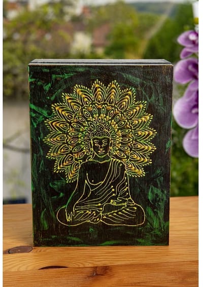 Boeddha houten kist groot