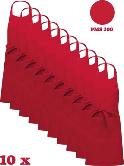 Awesome-Gifts - Horeca schort - Keukenschort - Kookschort - Barbecueschort - onbedrukt - 76 x 90 cm - per 10 stuks - Red