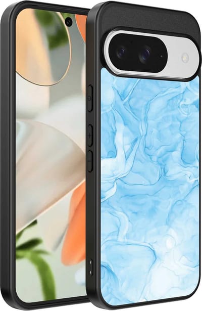 Geschikt voor Google Pixel 9 Telefoonhoesje met marmer opdruk - TPU backcover case marble design - Lichtblauw - Smartphonica geschikt voor Google Pixel 9