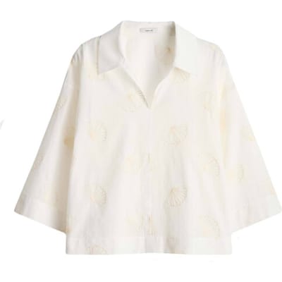 boxy fit blouse met stitchings model 'Famoni'
