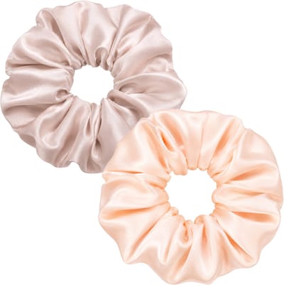Lajetti - Zijden Scrunchies Oudroze en Zalmroze - Set van 2 - 100% Moerbeizijde