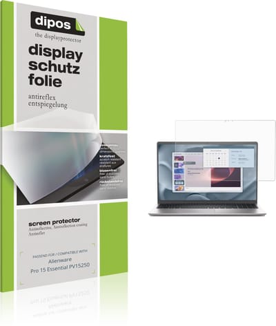 dipos – 2x Matte Beschermfolie geschikt voor Alienware Pro 15 Essential PV15250 | Krasbestendige & antireflecterende Screenprotector Ultra-Thin