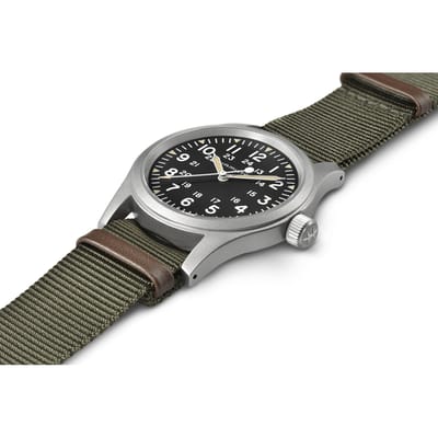 Hamilton Khaki Field Série Mouvement Mécanique Manuel Chiffres Arabes Montre Homme Montres Homme Noir H69439931 Regular Watch Box