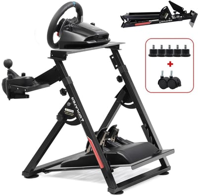 Emvae Stuurwielstandaard - Gaming Standaard - Racing Wheel Stand - Racestuur Houder voor PS4 Xbox PC - 64 x 43 x 64 cm - Koolstofstaal - Zwart