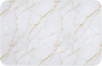 Badmat 60x40 cm - Antislip - Wit - Marmer - Goud - Luxueus - Badmatten voor badkamer - Badkamermat - Douchemat - Badkamer mat