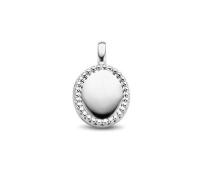 Zilver Gerhodineerde Medaillon ovaal bolletjes 1334341